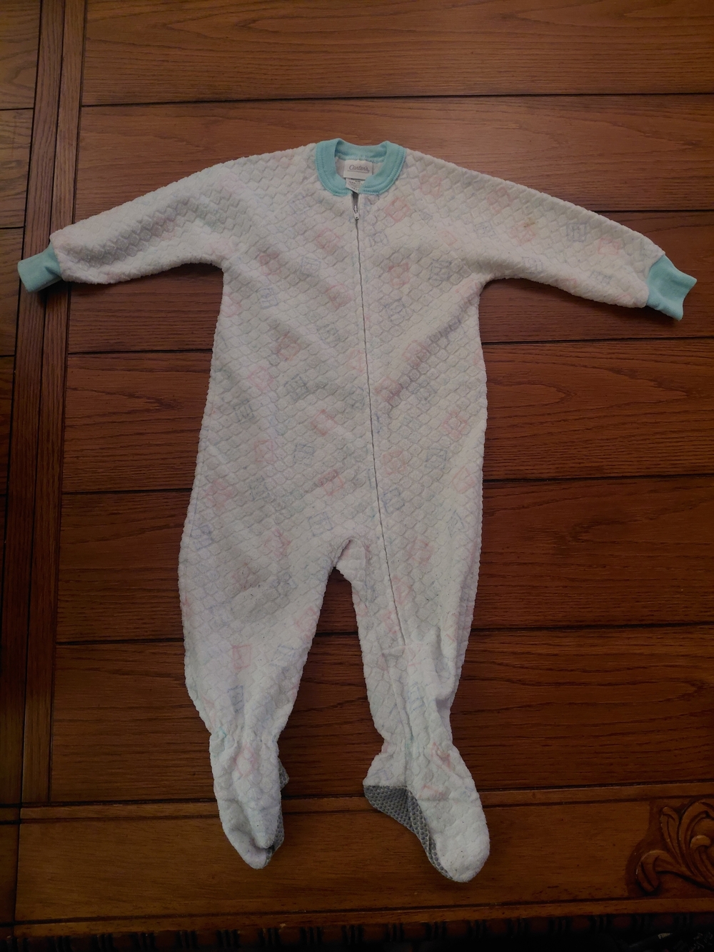 Carter's Quilted Footed One-Piece in Mint and Pastel